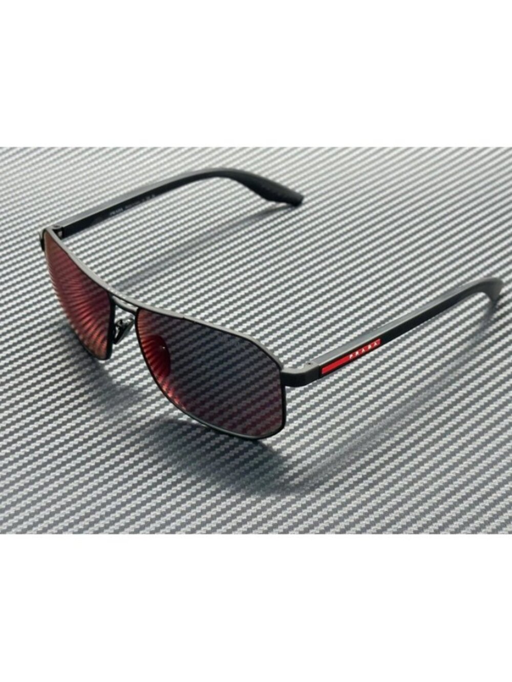 New Prada Linea Rossa Men Rubber Black Sunglasses 62-14-145